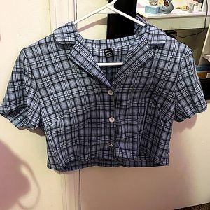 SHEIN Qutie Plaid Cropped Blouse